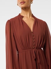 Forever New Red Cassidy Petite Shirred Neck Midi Dress - Image 4 of 4