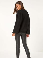 Roman Black Graduated Faux Pearl Cable Knit Jumper - Image 4 of 6