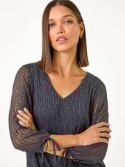 Roman Grey Burnout Print Overlay Top - Image 2 of 5
