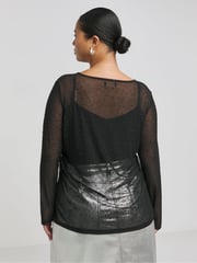 Simply Be Black Hot Fix Mesh Top - Image 2 of 4