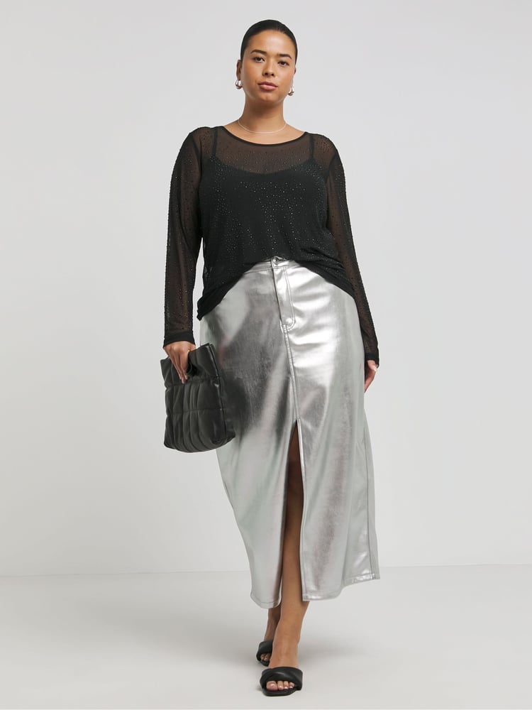 Simply Be Black Hot Fix Mesh Top - Image 4 of 4