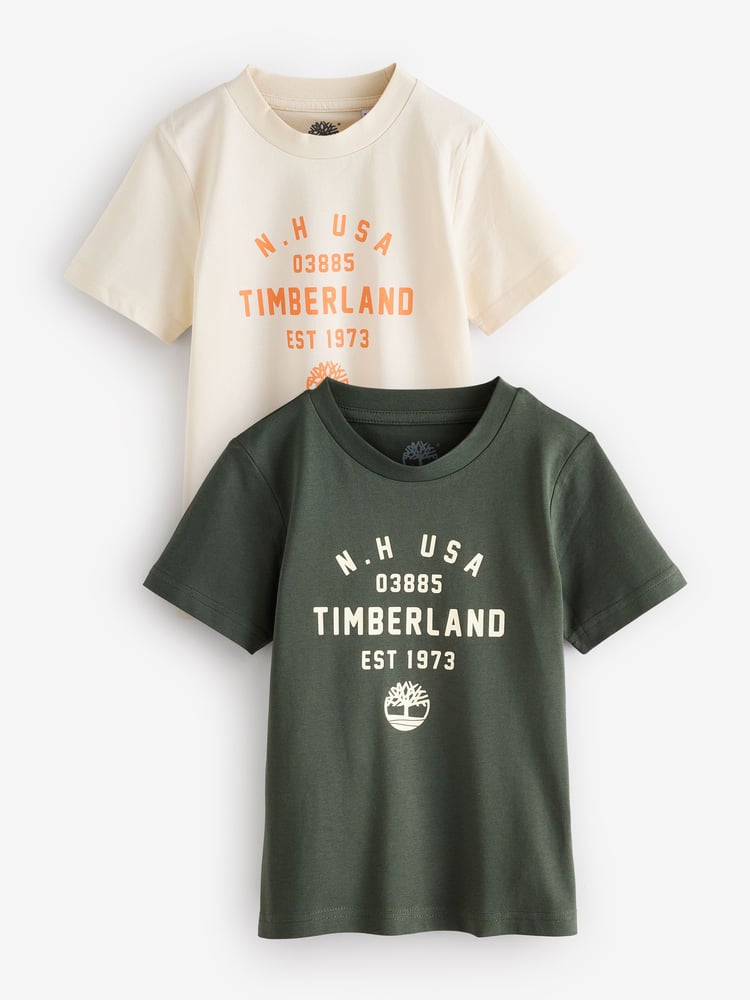 Timberland Green Logo T-Shirts 2 Pack - Image 1 of 3 Timberland Green Logo T-Shirts 2 Pack - Image 1 of 3