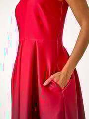 Roman Red Ombre Pleated Luxe Stretch Midi Dress - Image 5 of 5