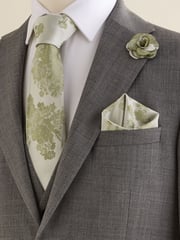 Green Floral Tie and Pocket Square Set - Image 1 of 4