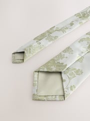 Green Floral Tie and Pocket Square Set - Image 3 of 4