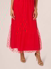 Adrianna Papell Red Dot Tulle Ruffle Dress - Image 5 of 7