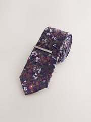 Rust Floral Print Tie - Image 1 of 3