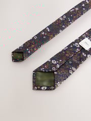 Rust Floral Print Tie - Image 3 of 3