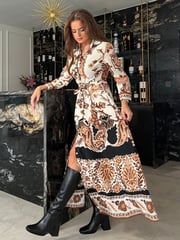 Girl In Mind Brown Angela Tie Front Shirt Dress - Image 3 of 4