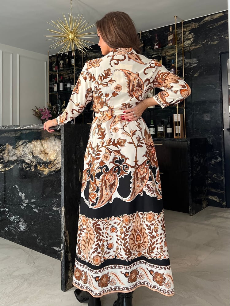 Girl In Mind Brown Angela Tie Front Shirt Dress - Image 4 of 4