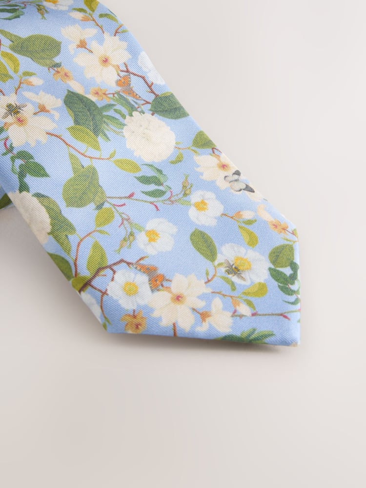 Blue Kew Gardens Floral Tie and Pocket Square - Image 2 of 4