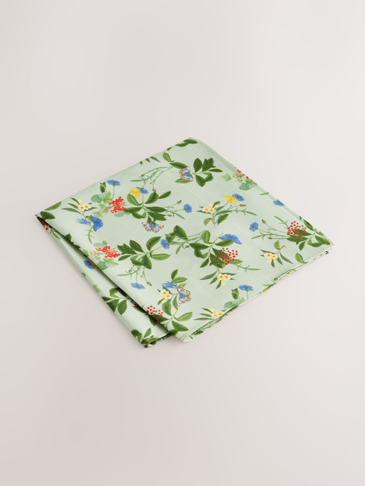 Green Kew Gardens Floral Tie and Pocket Square - Image 2 of 4