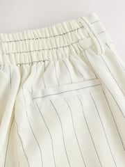 Black/White Striped Wide Leg Trousers with Linen - Image 2 of 4