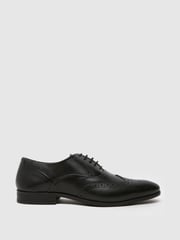 Schuh Row Leather Black Brogue Shoes - Image 1 of 4
