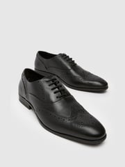 Schuh Row Leather Black Brogue Shoes - Image 3 of 4