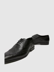 Schuh Row Leather Black Brogue Shoes - Image 4 of 4