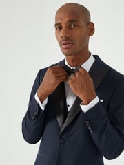 Skopes Blue Tailored Fit Cuba Geometric Dinner Suit Jacket - Image 4 of 6