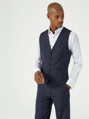 Skopes Blue Single Breasted Cuba Geometric Dinner Suit Waistcoat - Image 1 of 3