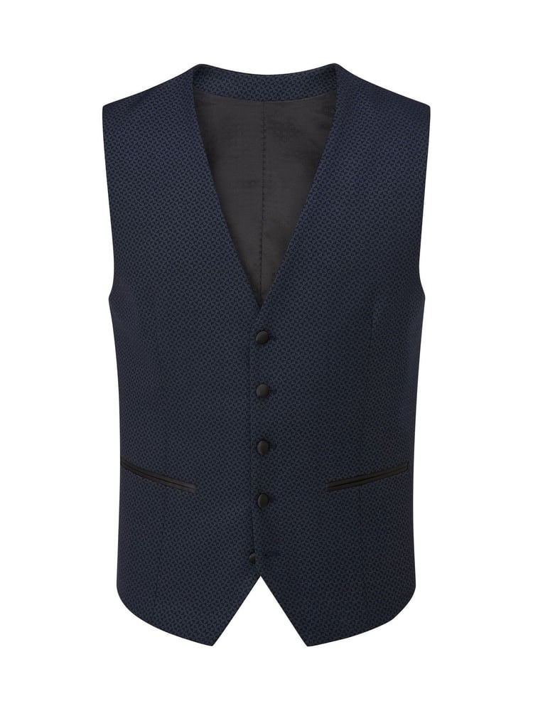 Skopes Blue Single Breasted Cuba Geometric Dinner Suit Waistcoat - Image 3 of 3