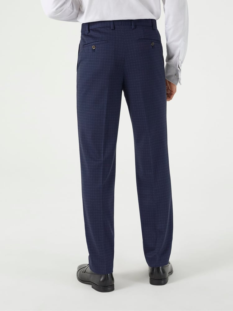 Skopes Blue Tailored Fit Ultimate Comfort Fenton Check Suit Trousers - Image 2 of 4
