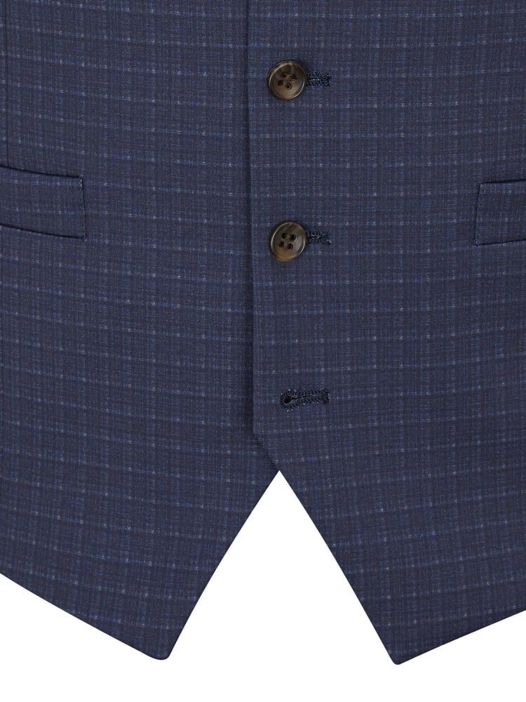 Skopes Blue Tailored Fit Ultimate Comfort Fenton Check Suit Waistcoat - Image 4 of 4