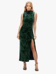 Superdry Green Velvet Maxi Dress - Image 2 of 3