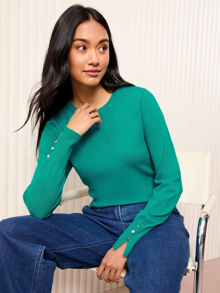 Friends Like These Teal Green Long Sleeve Crew Neck Jumper - Image 1 of 4