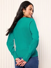 Friends Like These Teal Green Long Sleeve Crew Neck Jumper - Image 4 of 4