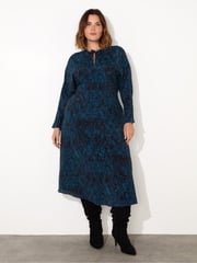 Live Unlimited Blue Curve Snake Effect Print Tie Front Dress - Image 1 of 4
