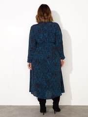 Live Unlimited Blue Curve Snake Effect Print Tie Front Dress - Image 3 of 4