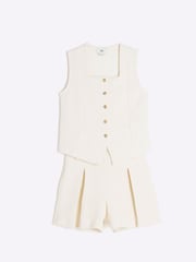 River Island Cream Girls Cream Textured 100% Cotton Waistcoat Set - Image 3 of 5