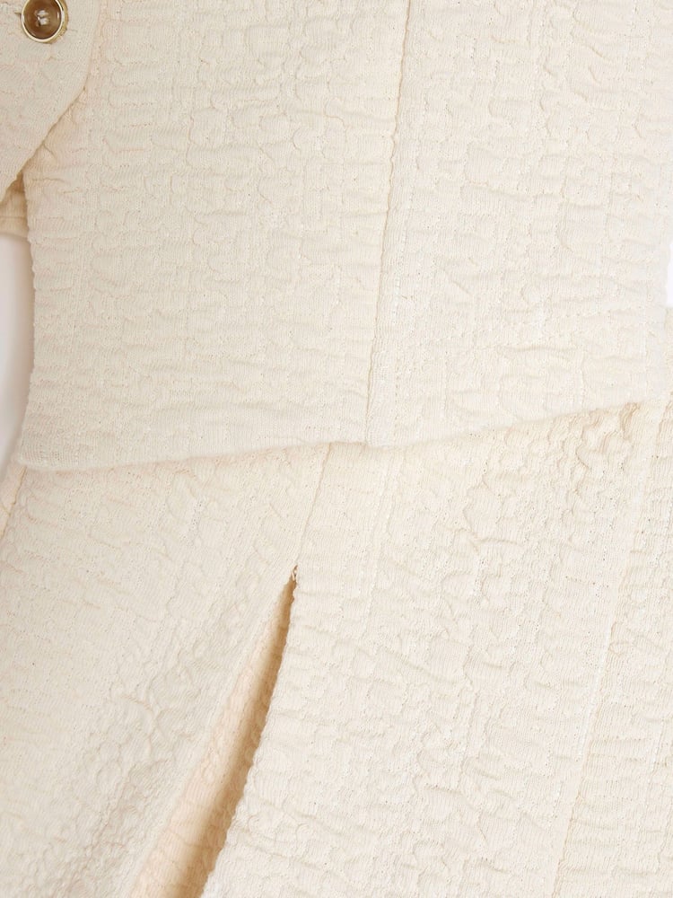 River Island Cream Girls Cream Textured 100% Cotton Waistcoat Set - Image 5 of 5