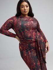 Yours Curve Black Limited Snake Tie Front Dress - Image 4 of 5