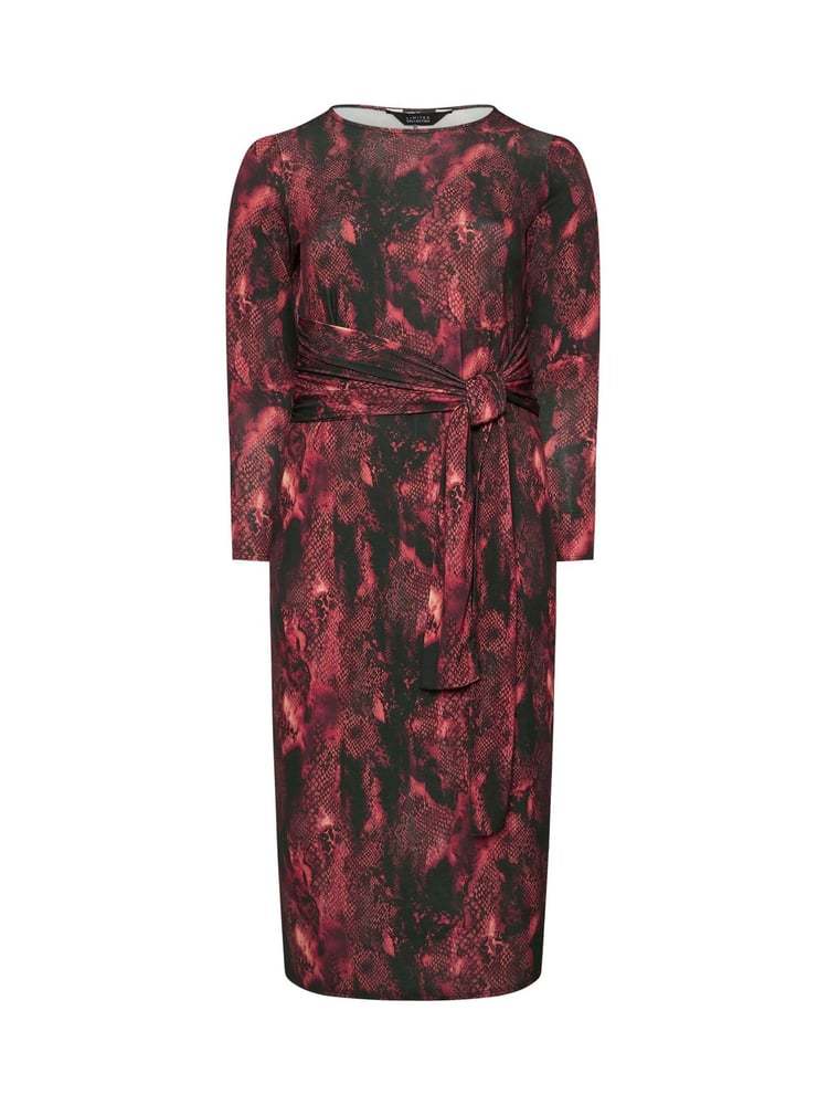 Yours Curve Black Limited Snake Tie Front Dress - Image 5 of 5