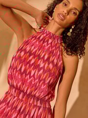 Love & Roses Red Mesh Midaxi Halterneck Dress - Image 3 of 4
