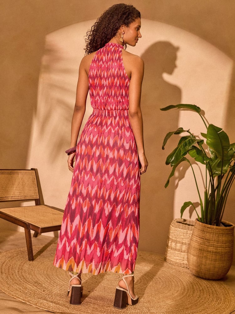 Love & Roses Red Mesh Midaxi Halterneck Dress - Image 4 of 4