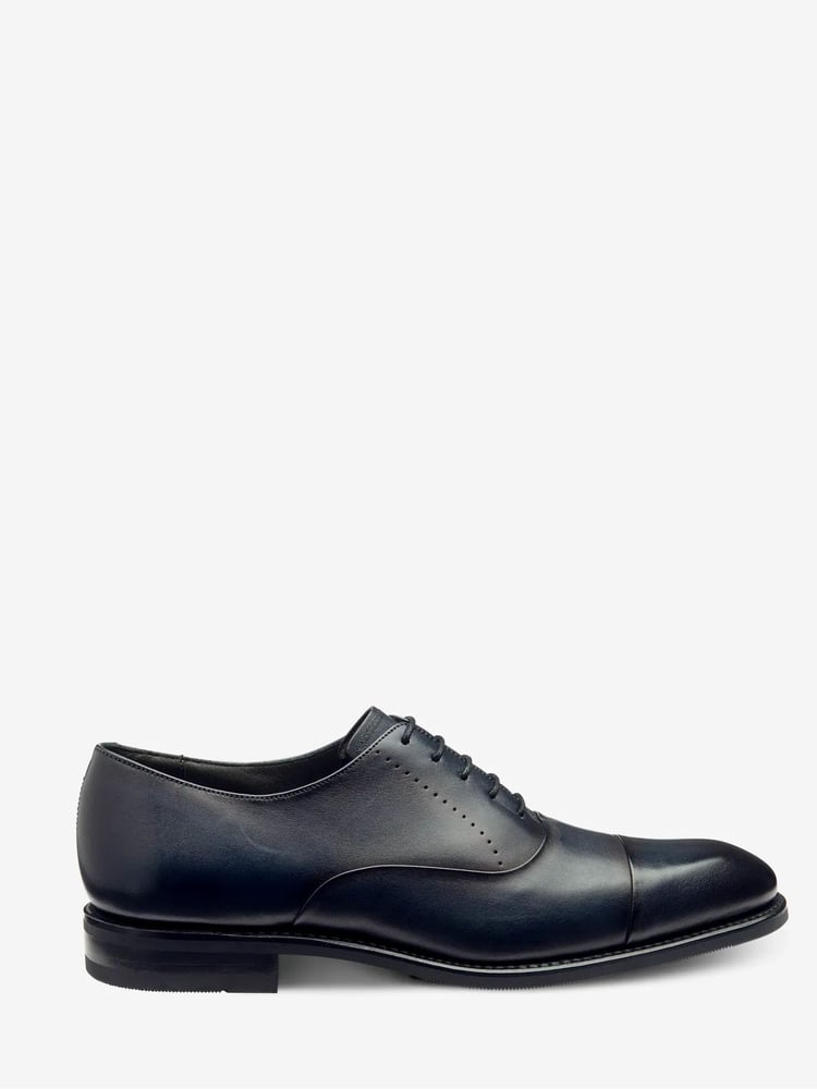 Loake Blue Handpainted Calf Leather Blind Seam Oxford Toe Cap Shoes with A Rubber Sole - Image 2 of 4