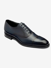 Loake Blue Handpainted Calf Leather Blind Seam Oxford Toe Cap Shoes with A Rubber Sole - Image 3 of 4