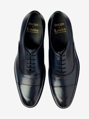 Loake Blue Handpainted Calf Leather Blind Seam Oxford Toe Cap Shoes with A Rubber Sole - Image 4 of 4