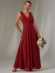 Jolie Moi Red Cora Sleeveless Chiffon Maxi Dress - Image 1 of 6