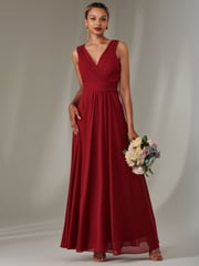 Jolie Moi Red Cora Sleeveless Chiffon Maxi Dress - Image 4 of 6