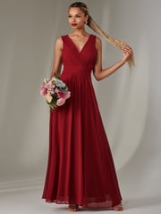 Jolie Moi Red Cora Sleeveless Chiffon Maxi Dress - Image 6 of 6
