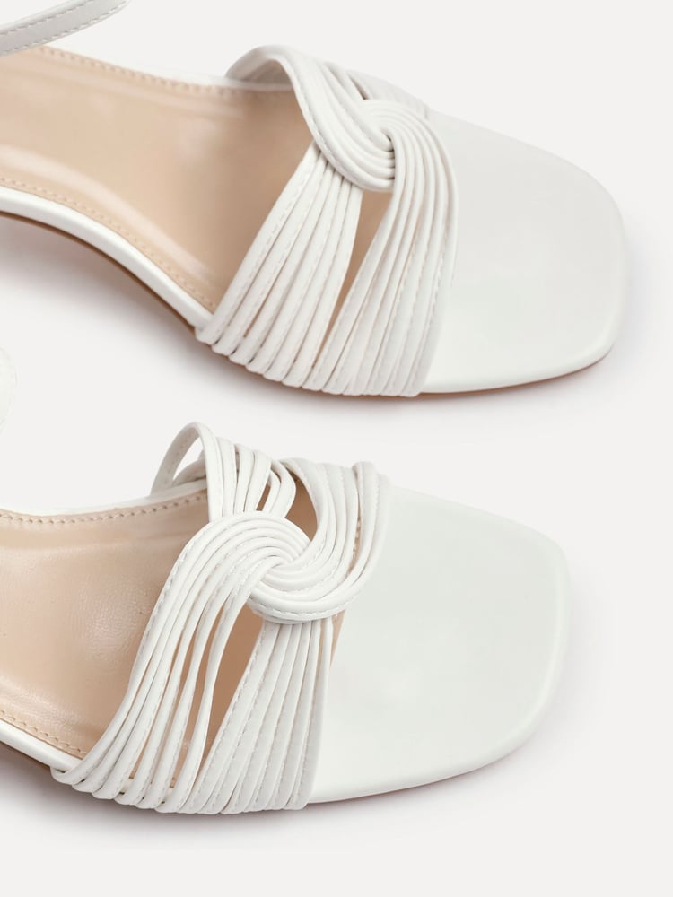 Linzi White Susanna Block Heeled Sandals With Knotted Front Detail - Image 4 of 4