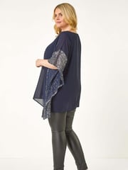 Roman Blue Curve Sequin Trim Overlay Top - Image 2 of 5