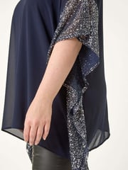 Roman Blue Curve Sequin Trim Overlay Top - Image 5 of 5