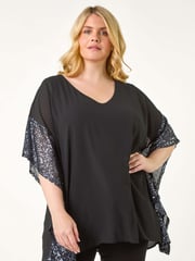 Roman Grey Curve Sequin Trim Overlay Top - Image 4 of 5