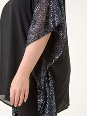 Roman Grey Curve Sequin Trim Overlay Top - Image 5 of 5