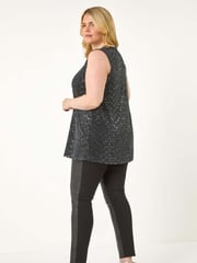 Roman Metallic Curve Sparkle Stretch Tunics Top - Image 3 of 5