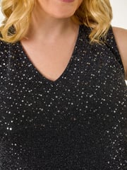 Roman Metallic Curve Sparkle Stretch Tunics Top - Image 5 of 5
