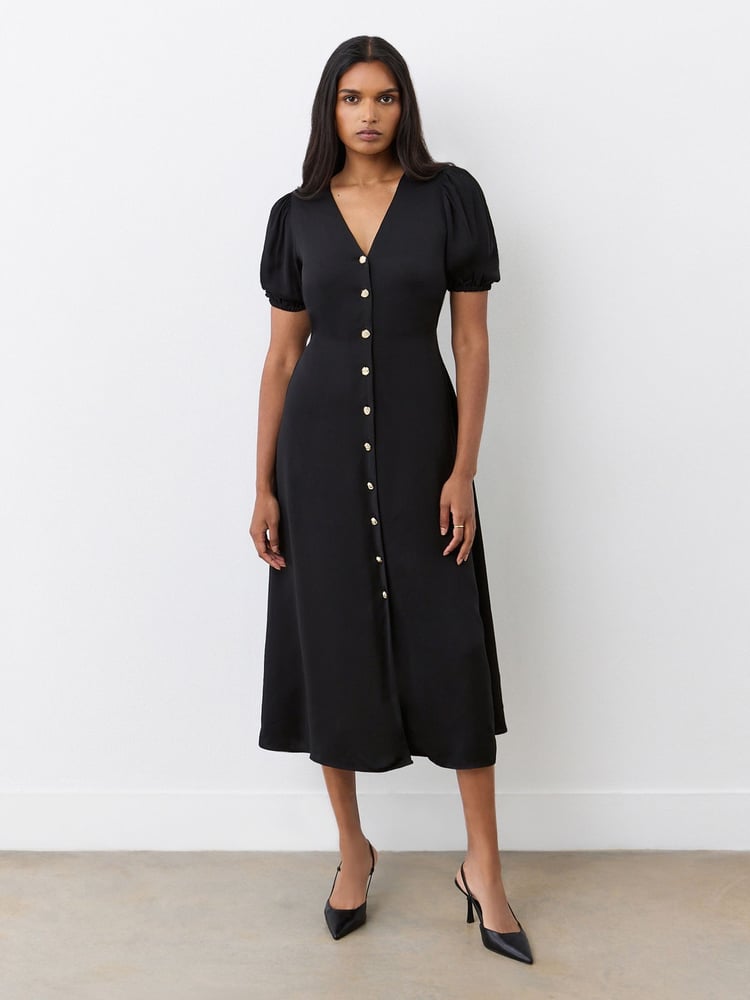 Finery Black Kimberley Crepe Midi Dress - Image 1 of 4